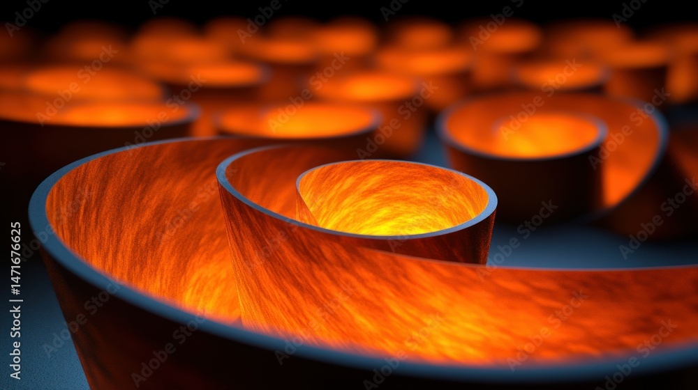 Poster abstract spiral patterns illuminated with warm light