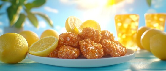 Delicious lemon-coated food items on a plate.