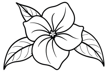 Fototapeta premium Single black and white flower drawing showcasing prominent petals and leaves in detail