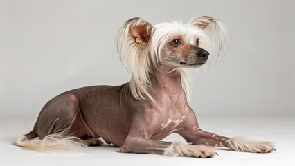 Chinese Crested Dog on studio background
