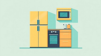 Modern Kitchen Appliances with Flat Design.