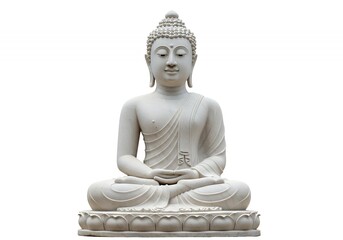 Statue Sitting in Meditation on White Background
