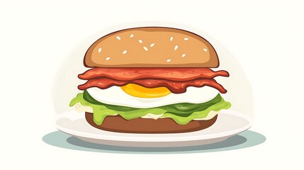 Bacon Egg Burger on Plate.