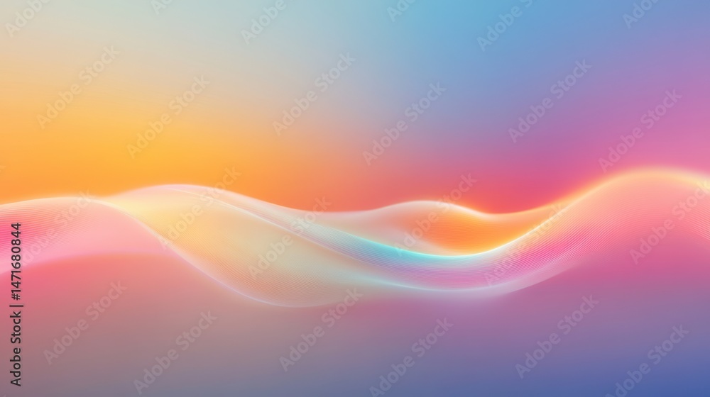 Poster surreal abstract horizon with flowing aurora energy and soft neon lights, combining modern cosmic vi