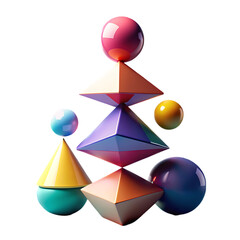 Obraz premium Colorful 3D Geometric Shapes Balanced Composition