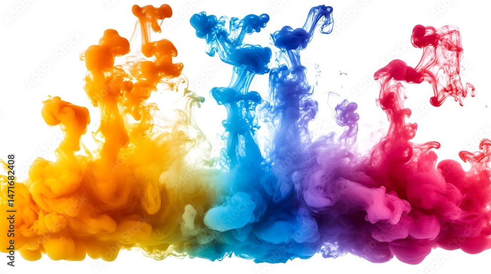 Aufkleber vibrant colored ink swirling in water, creating a dynamic and abstract pattern