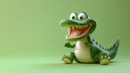 Fototapeta premium Minimalistic 3D Happy Cartoon Alligator