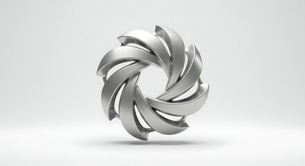 Silver Metallic Abstract Shape on White Background