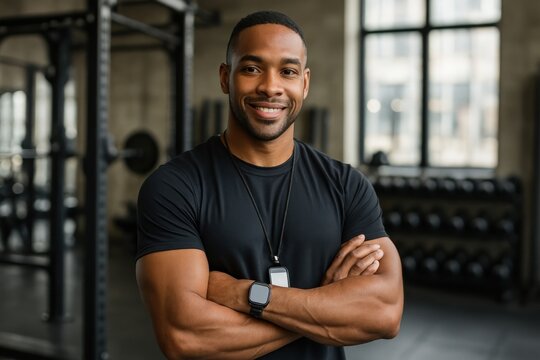 Confident personal trainer smiling.
