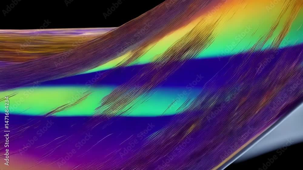 Poster abstract smooth iridescent flowing fabric design with vibrant gradients and subtle textures for cont