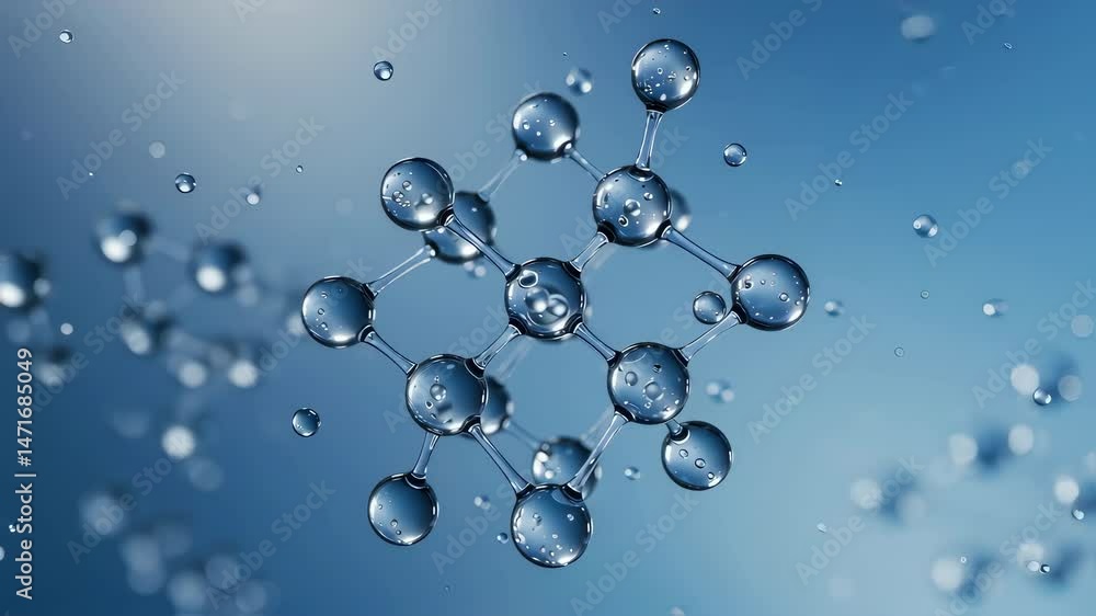 Poster abstract molecular structure water droplets forming a 3d network