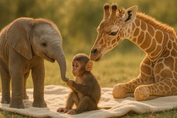 Adorable baby animals friendship