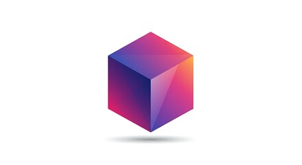 Gradient Color Cube with Shadow