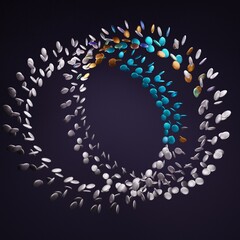 abstrakte Geometrien,organisch,surreal,und mehrfarbig.