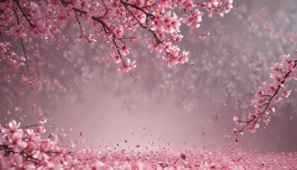 Obraz premium Abstract pink sakura petals swirling, ethereal spring background, romantic, aesthetic, season