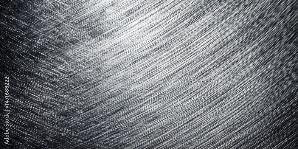 Poster diagonal lines texture, brushed metal surface, grayscale image, showing scratches and lines, suitabl