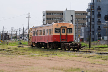 Kominato railway's old-Fashioned Trains parked at Goi Station in Ichihara, Chiba Prefecture