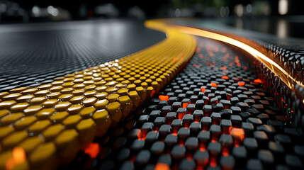 Fototapeta premium Abstract honeycomb structure with dynamic lighting and detailed texture for backgrounds and graphics