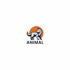Wolf  Sun Logo Design with white background. 