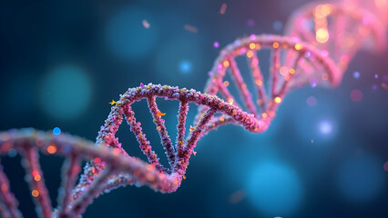 Colorful DNA Strand Transforming into Symbols of Hope and Healing with "United by Unique" Text Elegantly Integrated