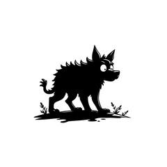 Whimsical Silhouette: An Animated Canine Character in a Playful Composition