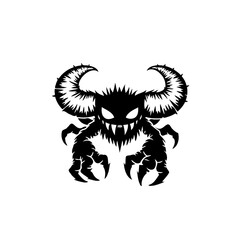 Fototapeta premium Menacing horned creature with sharp claws evokes feelings of horror and dread