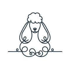 Modern Monoline Poodle Logo, Single Continuous Line, Vector Design