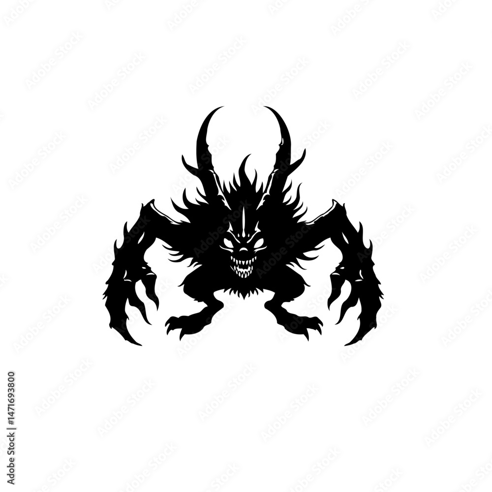 Poster silhouette of a formidable creature with intimidating features and sharp claws