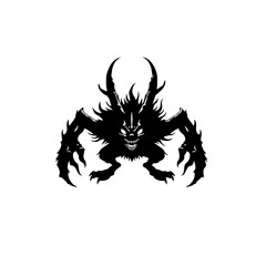 Silhouette of a formidable creature with intimidating features and sharp claws