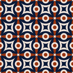 Fototapeta premium Colorful abstract geometric pattern. Vector retro abstract geometric shape on square grid seamless pattern. Abstract geometric pattern use for fabric, textile, home decoration elements, upholstery.