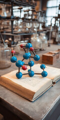 Nostalgic Vintage Science Book on Rustic Desk