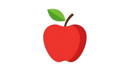 Fototapeta premium Red apple with green leaf