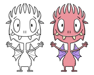 Monster Illustration, Ausmalbild, Ausmalen