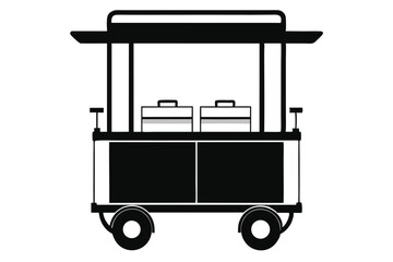 Black wheeled cart features open top storage along with two storage boxes in view