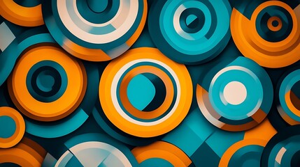 Abstract Orange Teal Circles Pattern.