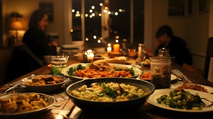 Family enjoying a simple dinner made from scratch with whole foods