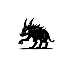 Stylized silhouette illustration depicting a mysterious creature with sharp features