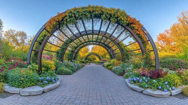 Autumnal archway garden path