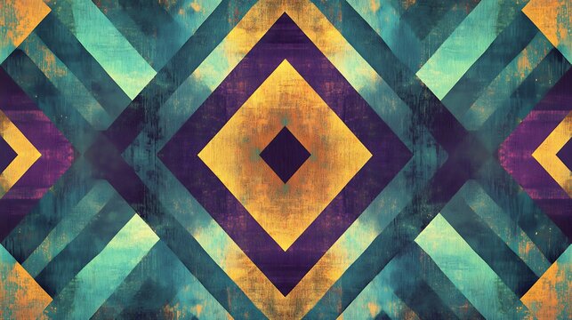 Abstract Geometric Teal Purple Pattern.