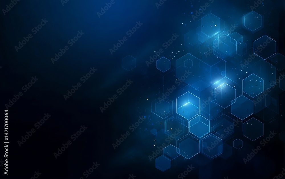 Aufkleber abstract blue technology background with hexagonal shapes and a glowing light effect, vector