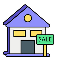Vector Real Estate and Properties Color Outline Icons and Illustrations Pack
