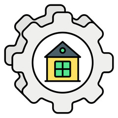 Vector Real Estate and Properties Color Outline Icons and Illustrations Pack