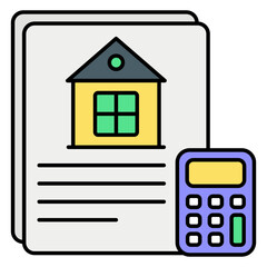 Vector Real Estate and Properties Color Outline Icons and Illustrations Pack