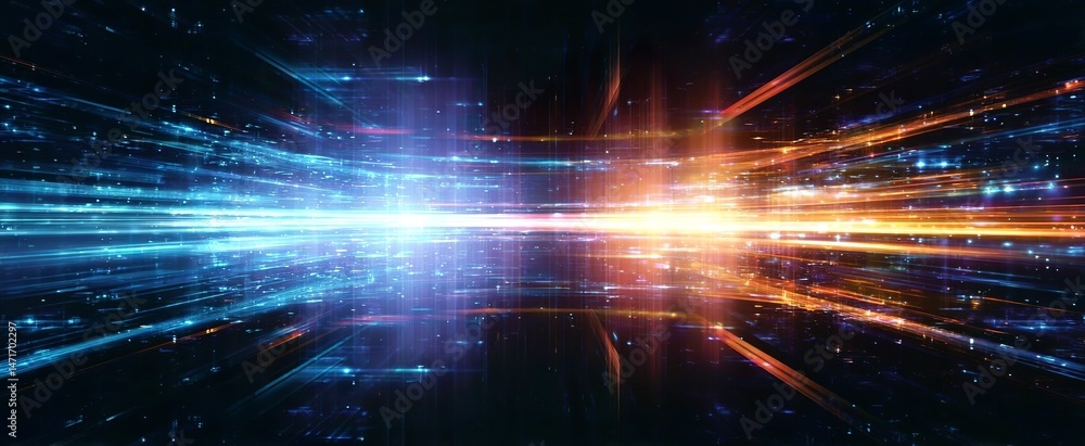 Aufkleber abstract digital background with light streaks and glowing elements, creating an atmosphere of