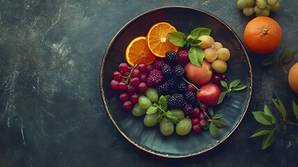 Plate of fresh seasonal fruits arranged beautifully for mindful eating