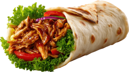 Savory Delight: Close-up shot of a fresh, vibrant wrap, bursting with tantalizing ingredients.