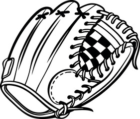 Black Baseball Glove Vector | Sports Equipment | Baseball Mitt | High-Quality Illustration | Graphic Design
