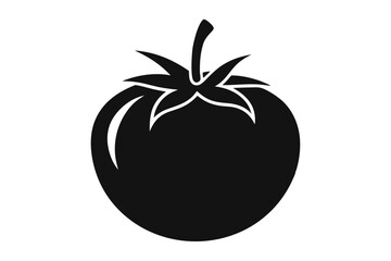 A monochrome tomato shows the produce's simple, iconic shape against white backdrop