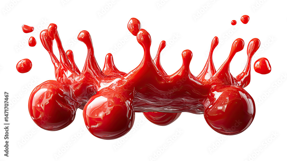 Poster crimson cascade: a vibrant display of crimson liquid explodes in a dynamic splash, captured with str