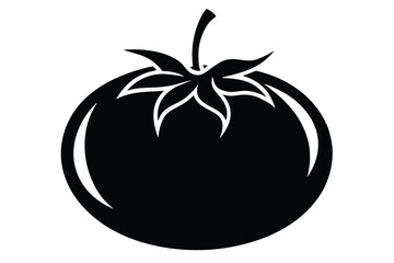 Single ripe tomato showcases a bold silhouette against a plain backdrop with a simple stem